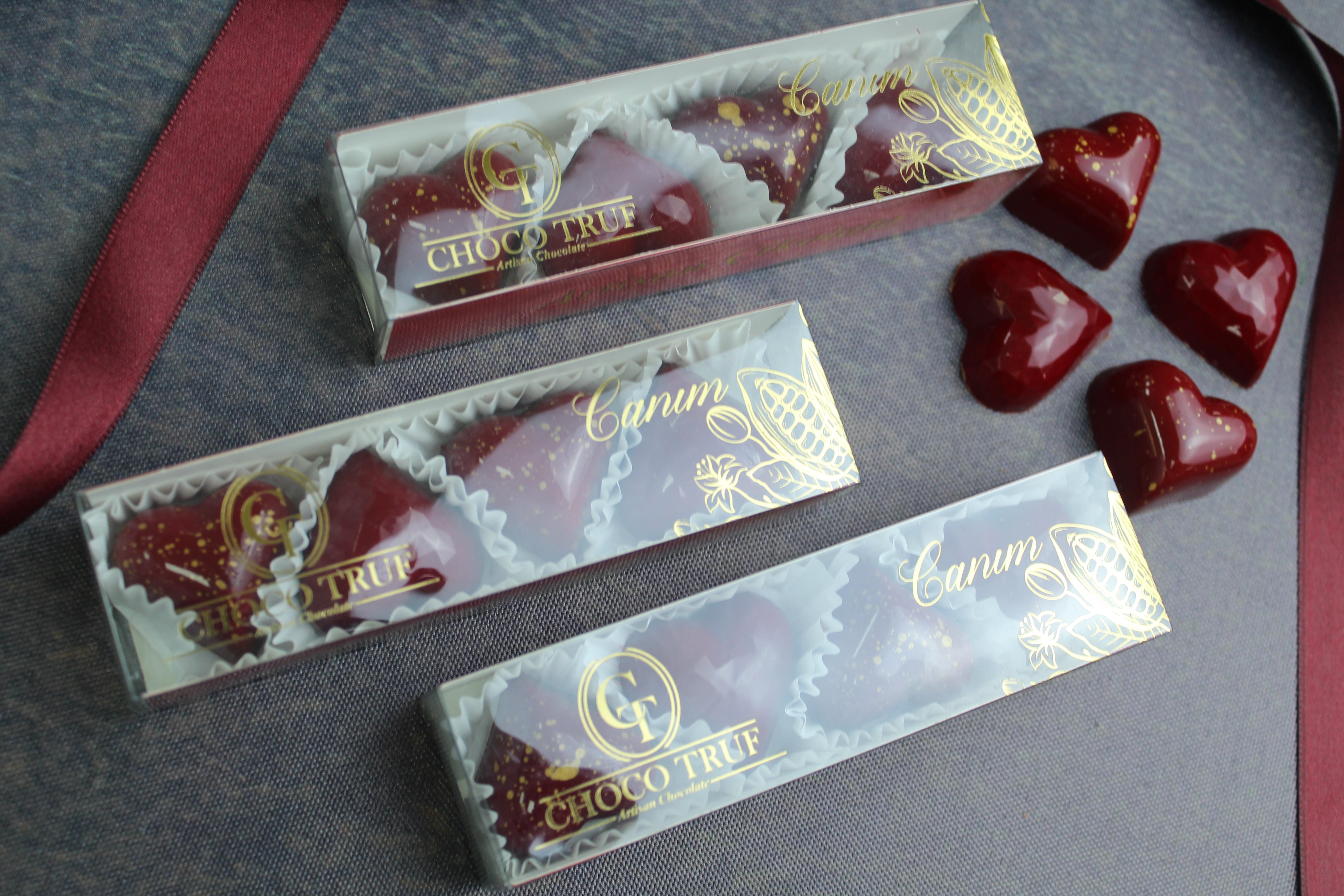 4'Lü Kalp Bonbon Çikolata Kutusu